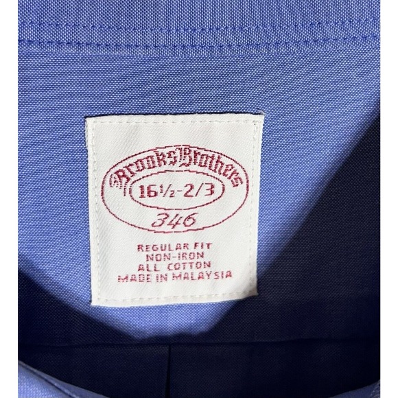 Vintage Brooks Brothers 346 Regular Fit Button Up Dress Shirt Mens Size 16.5-2/3 - Picture 3 of 8